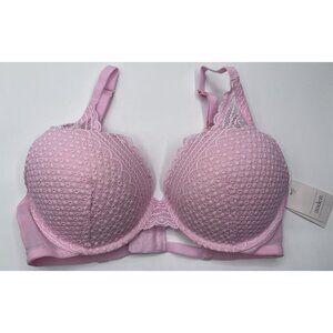 Auden Bra Womens Size 36C Pink Lace Push Up Wire Plunge Valentines Day